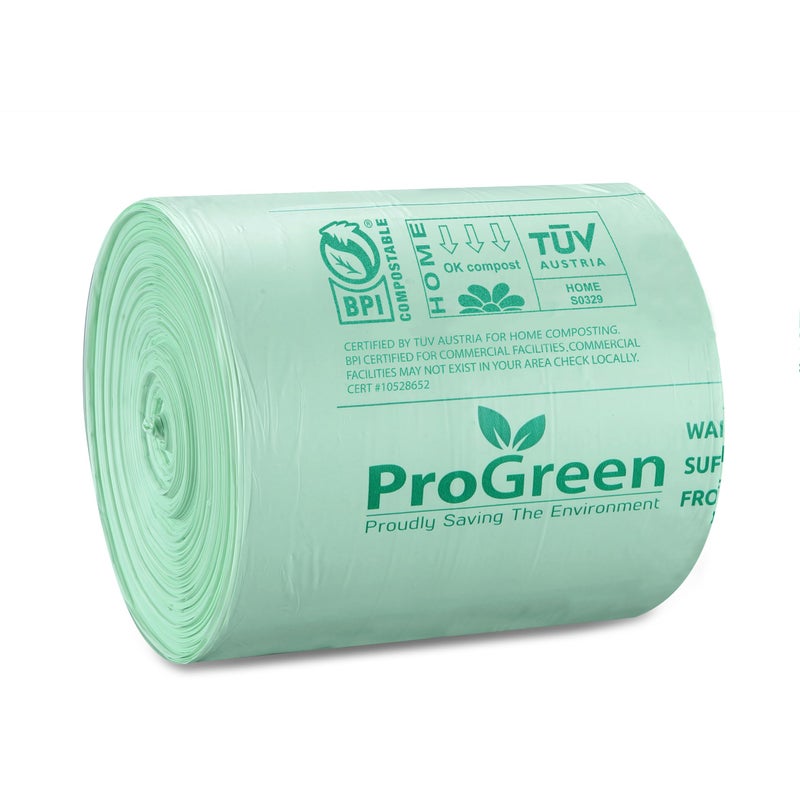 ProGreen Compostable Trash Bags, Extra Thick, Compost Kitchen Bin Bags, Food Scraps Yard Waste Bags, ASTM D6400 BPI and TÃœV AUSTRIA Certified (6 Gallon, Pack of 30) - Image 5